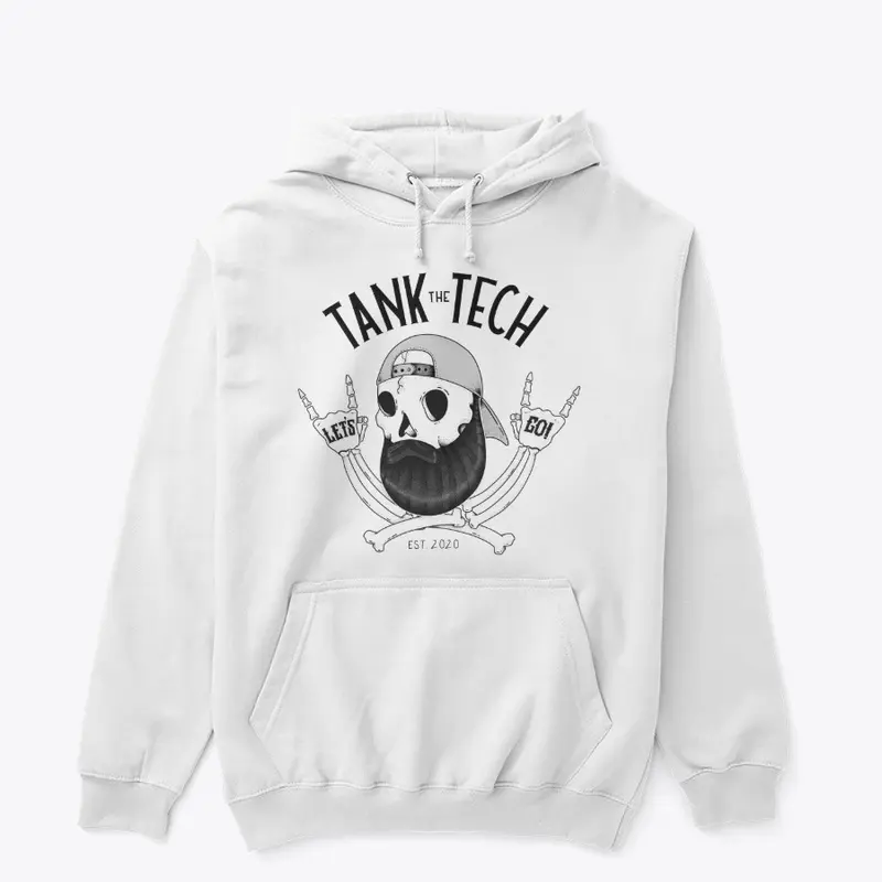 Skull Beard Pullover Hoodie (White)